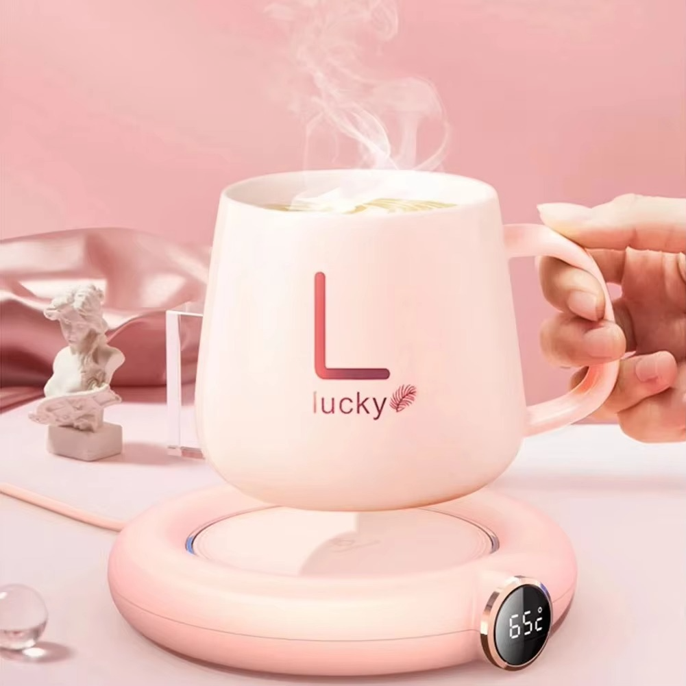 USB Cup Warmer – 3-Level Adjustable Heating Coaster with Digital Display, Temperature Control and Timer for Coffee, Tea and Milk