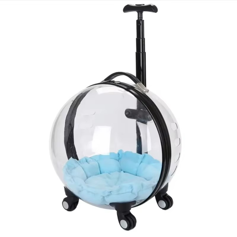 Luxury Transparent Capsule Pet Trolley – Comfortable Wheeled Travel Carrier & Stroller for Cats, Puppies and Small Pets