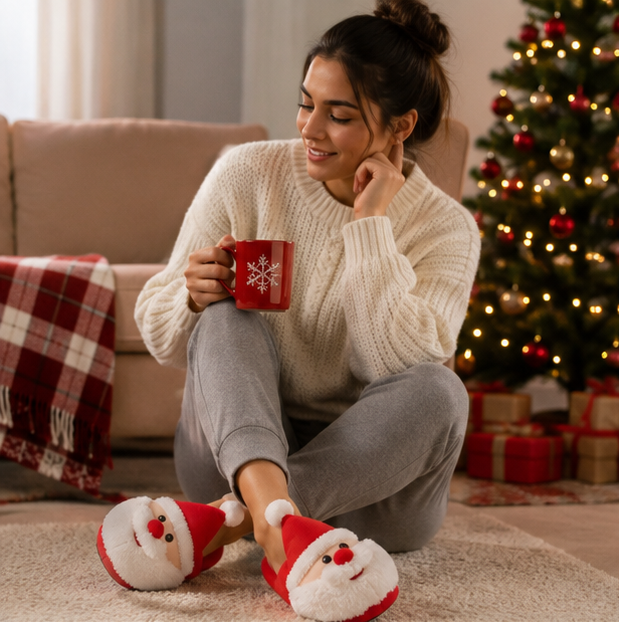 Santa Claus Slippers – Warm Non-Slip Christmas House Shoes for Adults and Kids with Cozy Holiday Comfort