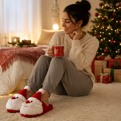 Santa Claus Slippers – Warm Non-Slip Christmas House Shoes for Adults and Kids with Cozy Holiday Comfort