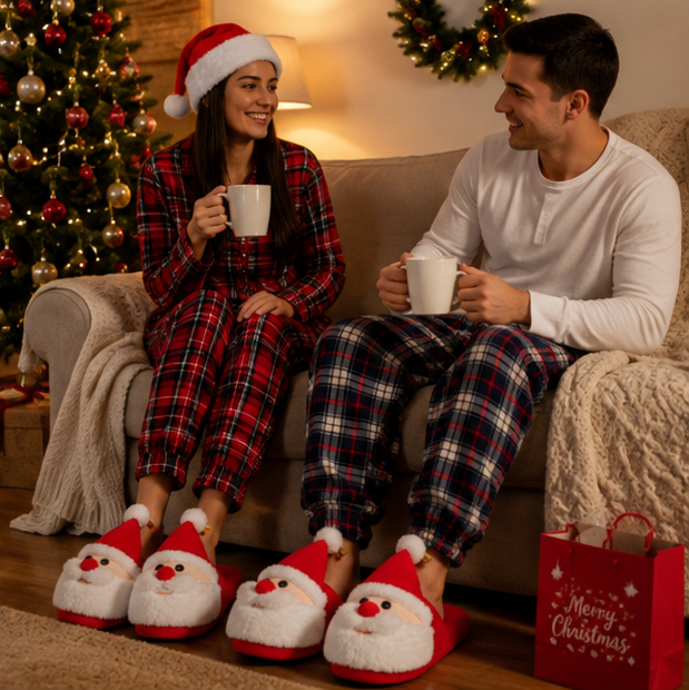Santa Claus Slippers – Warm Non-Slip Christmas House Shoes for Adults and Kids with Cozy Holiday Comfort
