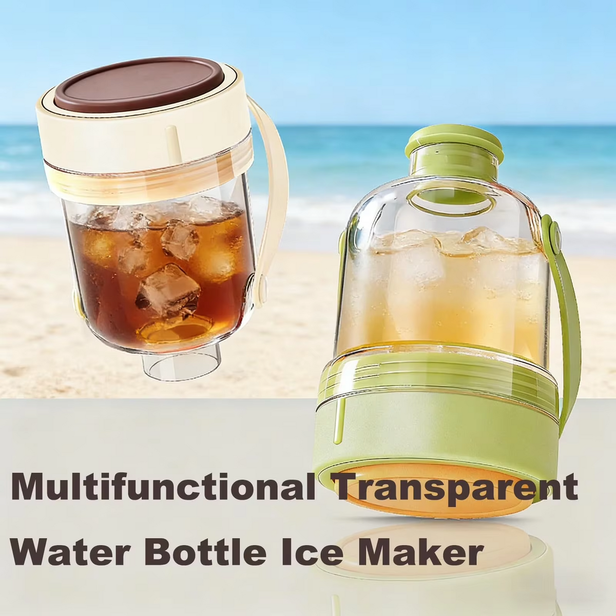 Ice Maker Water Bottle – 2-in-1 Portable Water Bottle with Built-in Silicone Ice Cube Tray, Easy Press Ice Release for Cold Drinks, Gym, Travel and Outdoor Use