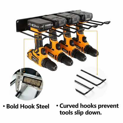 Wall-Mounted Power Tool Rack – Metal Electric Drill Storage Shelf for Garage, Workshop and Organized Tool Storage