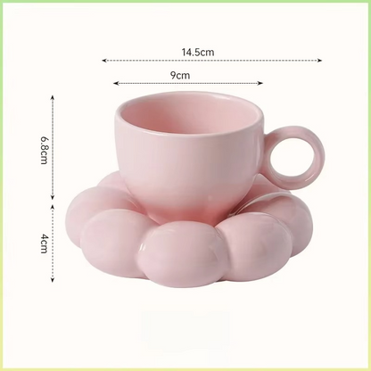 Sunflower Ceramic Coffee Mug Set – 6oz Floral Cup and Saucer with Aesthetic Design for Coffee, Tea, Home, Office and Decorative Gifting