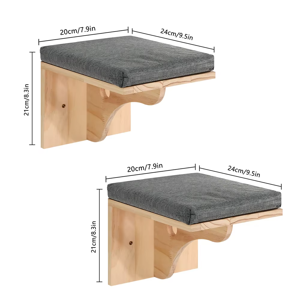 Wall-Mounted Cat Shelves – Curved Hammock Bed & Climbing Steps with Cushions for Sleeping, Playing, Climbing and Indoor Cat Furniture