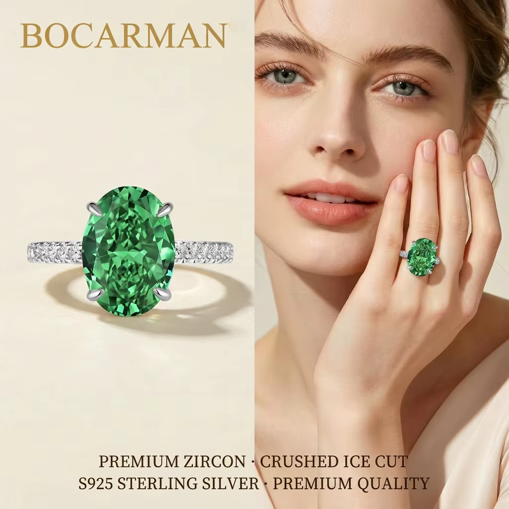 Silver Tanzanite Ring – Mint Green Oval Tanzanite with Ice-Cut Zircon Accents for Women, Elegant Jewelry, Special Occasions and Gifts