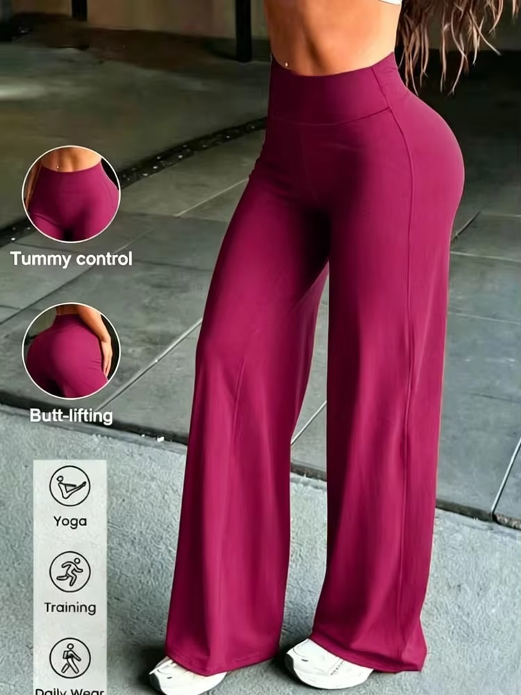 High-Waist Straight-Leg Workout Pants – Skin-Friendly Hip-Lifting Fitness Leggings for Training, Yoga, Casual Sports and Everyday Activewear