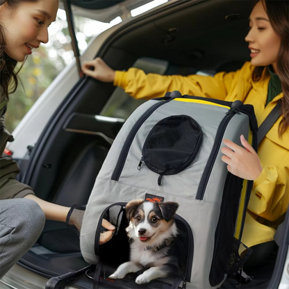 Collapsible Foldable Pet Stroller – 2-in-1 Dog & Cat Pushchair with Convertible Travel Crate and Car Seat for Small Pets