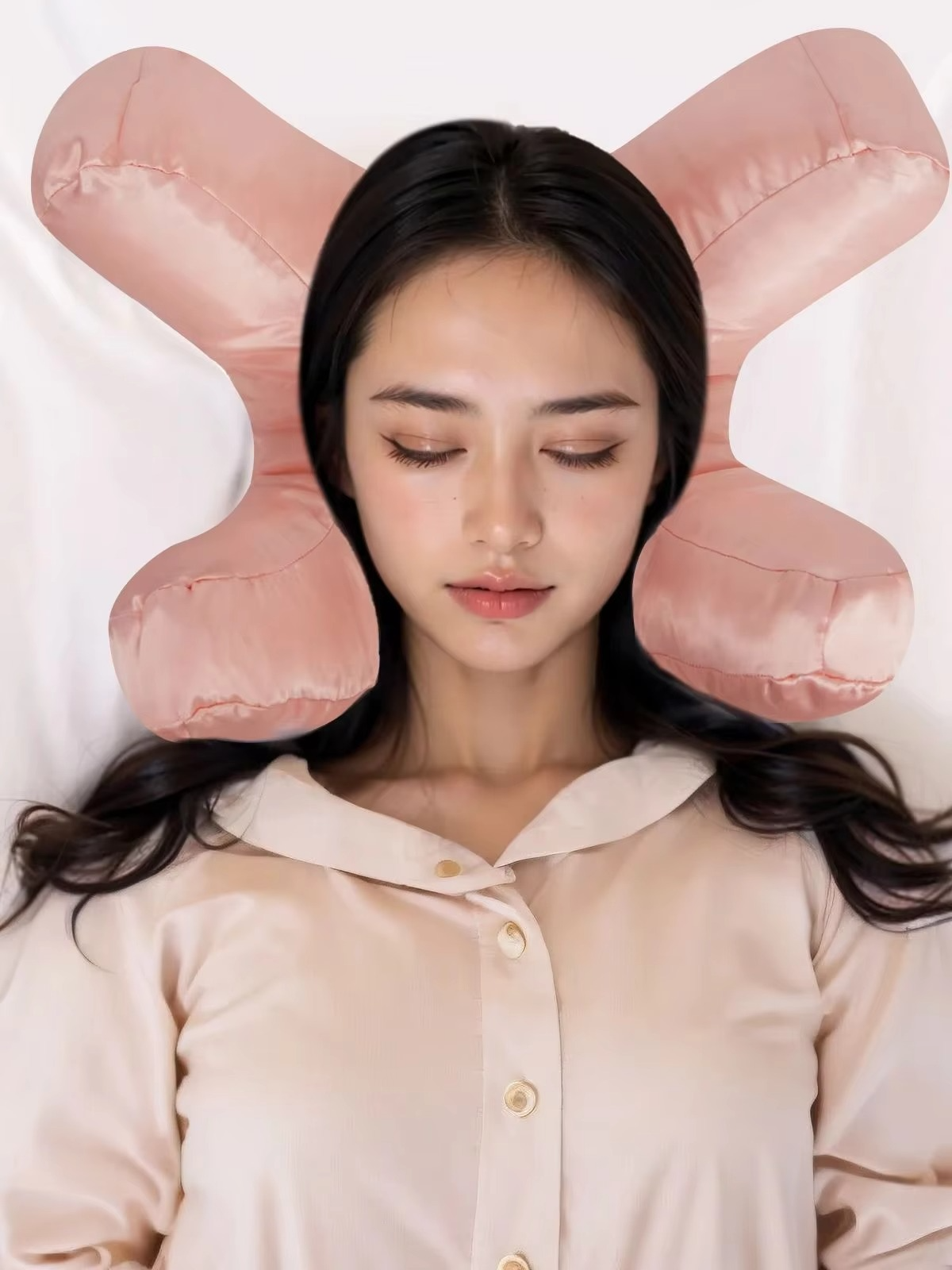Anti-Wrinkle Beauty Pillow – Ergonomic Face Support Pillow for Back Sleeping, Beauty Sleep and Comfortable Nighttime Rest with Pillowcase