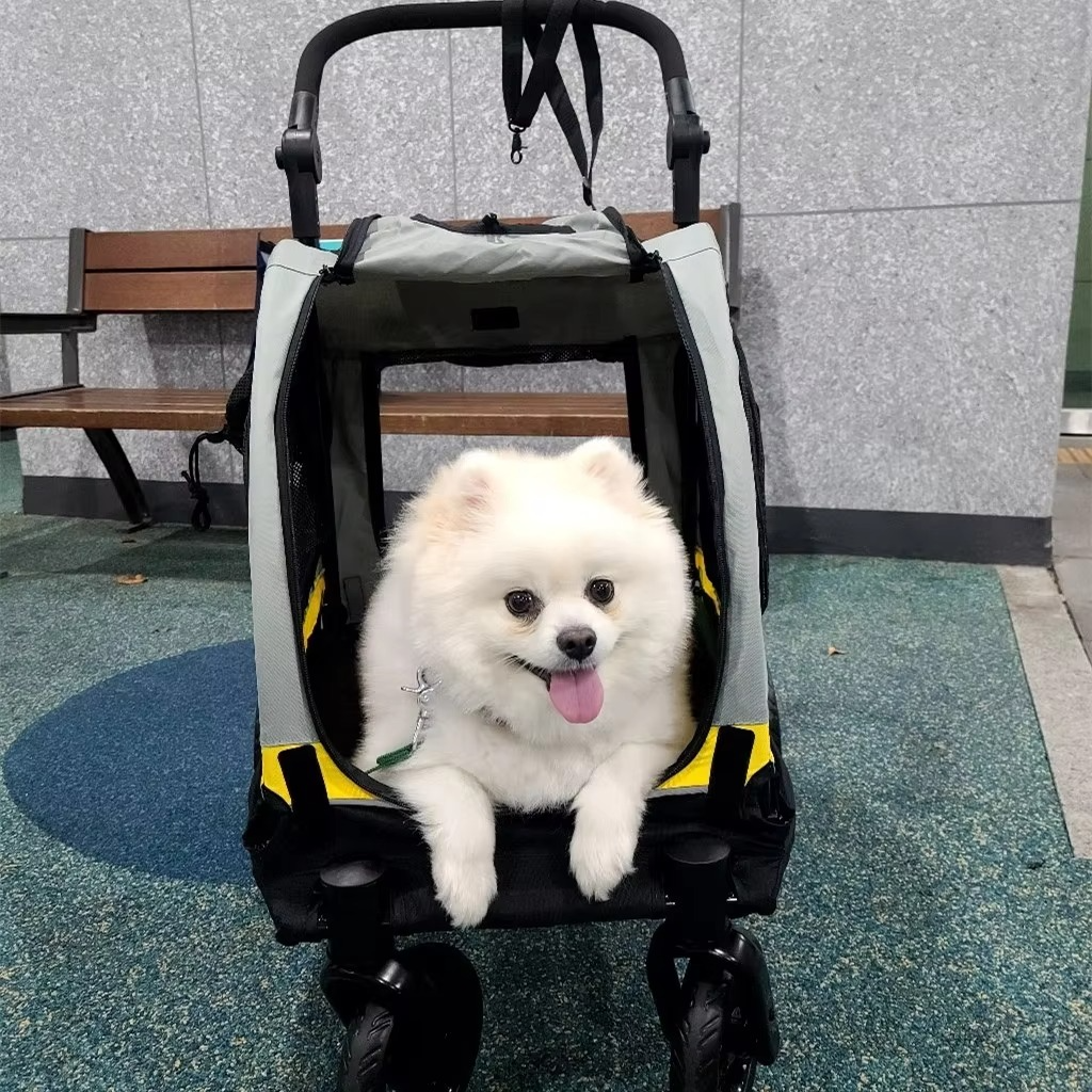 Collapsible Foldable Pet Stroller – 2-in-1 Dog & Cat Pushchair with Convertible Travel Crate and Car Seat for Small Pets