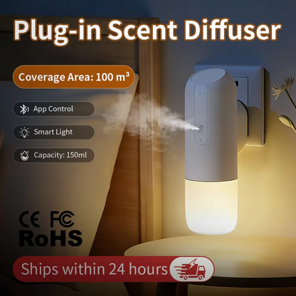Smart Plug-In Air Freshener Diffuser – Automatic 150ml Fragrance Diffuser with 100m³ Coverage for Homes, Hotels, Bathrooms and Toilets