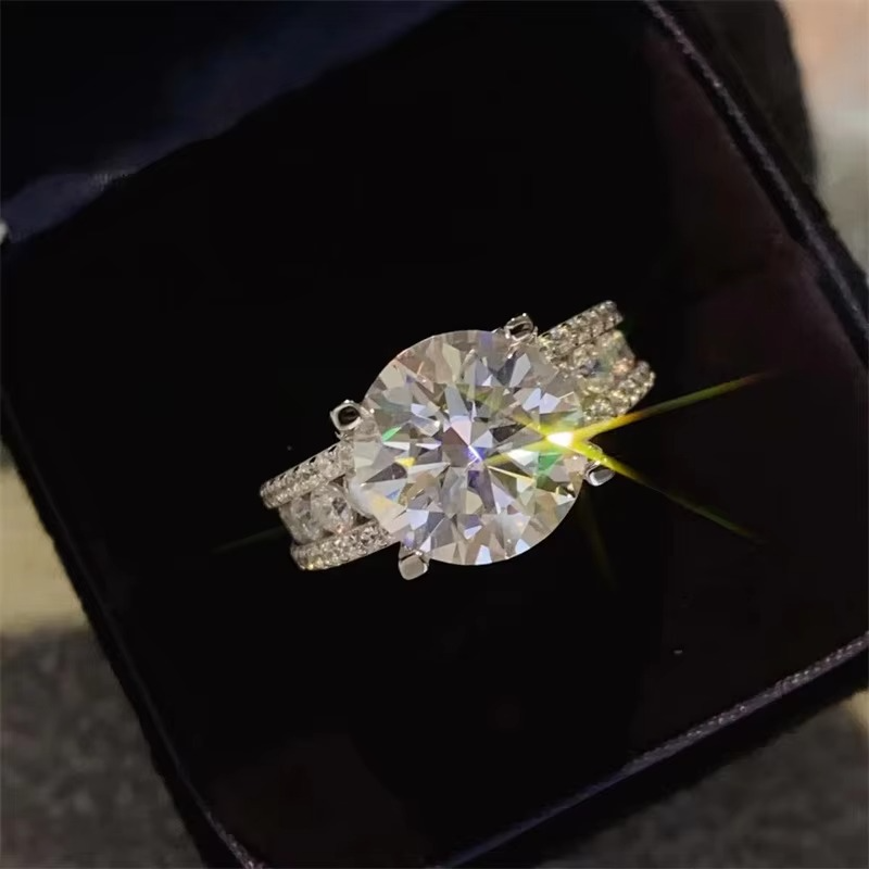 Moissanite Wedding Ring – 8mm D Color VVS Stone with 925 Sterling Silver Band for Engagements, Weddings and Fine Jewelry Gifts