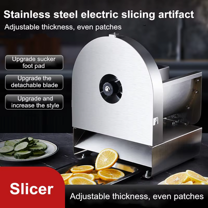 Commercial Vegetable Slicer – Electric & Manual Stainless Steel Food Cutter for Potatoes, Fruits, Lemons, Carrots, Cabbage and Kitchen Prep