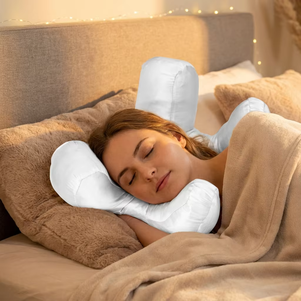 Anti-Wrinkle Beauty Pillow – Ergonomic Face Support Pillow for Back Sleeping, Beauty Sleep and Comfortable Nighttime Rest with Pillowcase