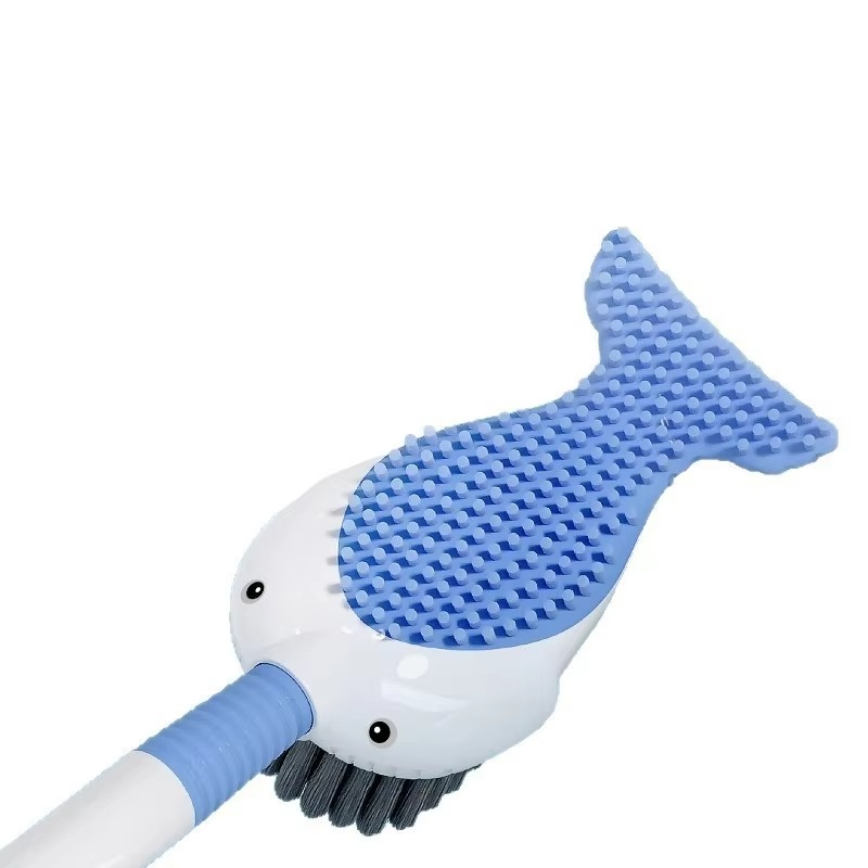 Whale-Shaped Toilet Brush – 360° Cleaning Brush with Silicone Head, Hanging Hole & Wall-Mounted Design for Easy Bathroom Cleaning