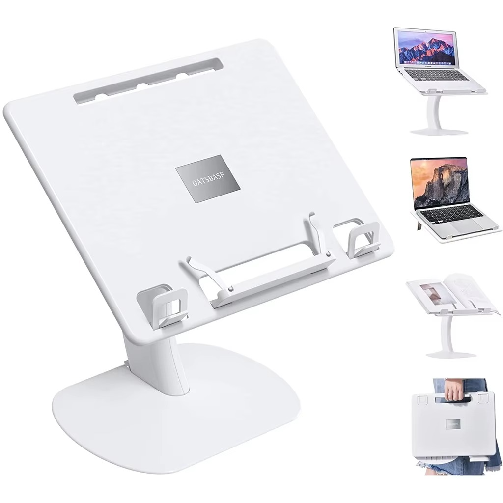 Portable Laptop Stand – Adjustable Multifunctional Notebook Desk with Cooling Vent, Foldable Design for MacBook, iPad, Bed Reading and Home Office Use