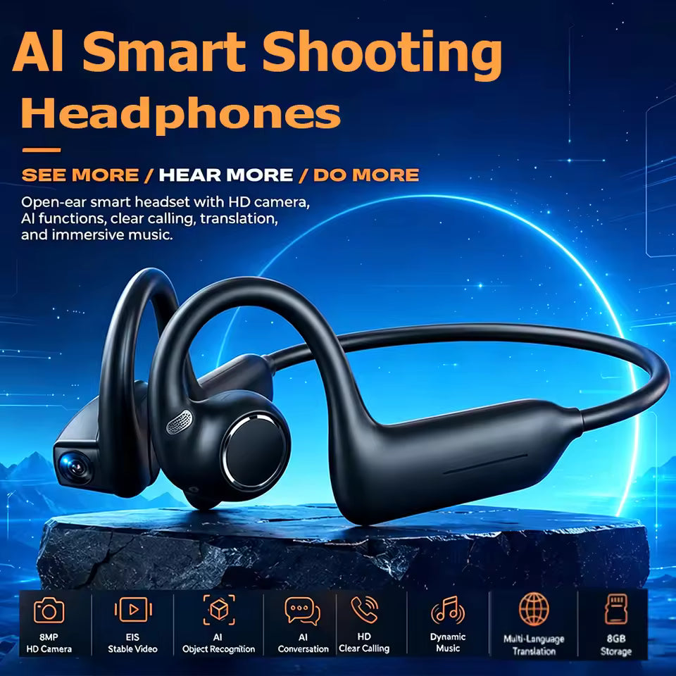AI Smart Headphones with HD Camera and AI Voice Assistant UK