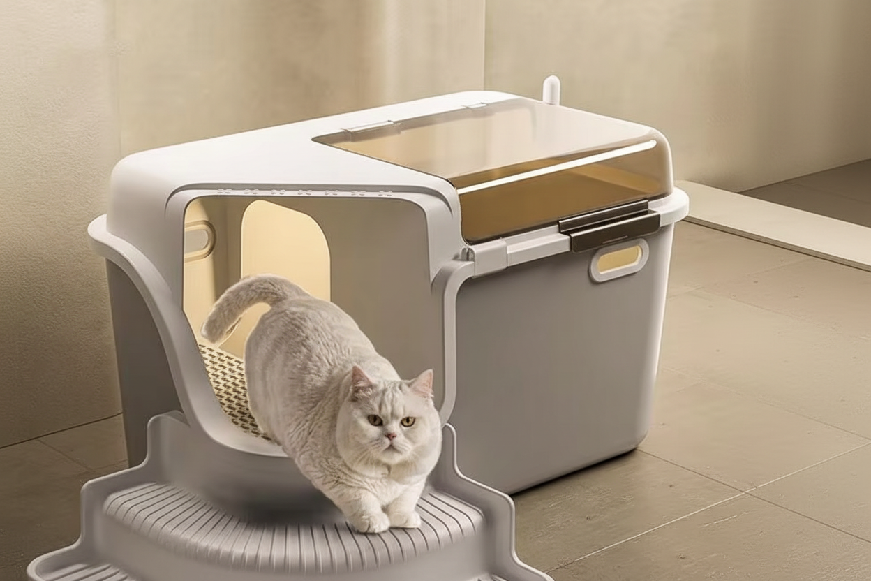 Large Enclosed Cat Litter Box – Corridor-Style Splash-Proof Litter Tray with Lid for Odor Control, Cleaner Floors and Easy Pet Care