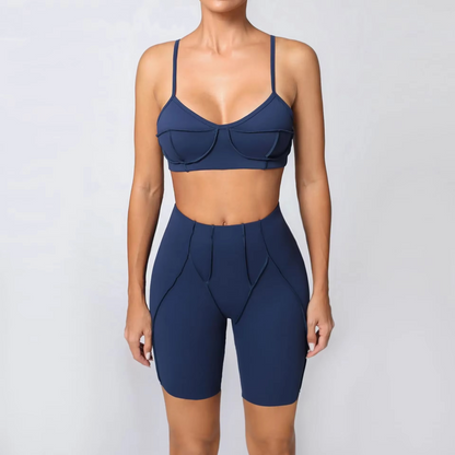 Women’s Gym Workout Set – Sports Bra & Biker Shorts Yoga Outfit for Fitness, Training, Running and Activewear