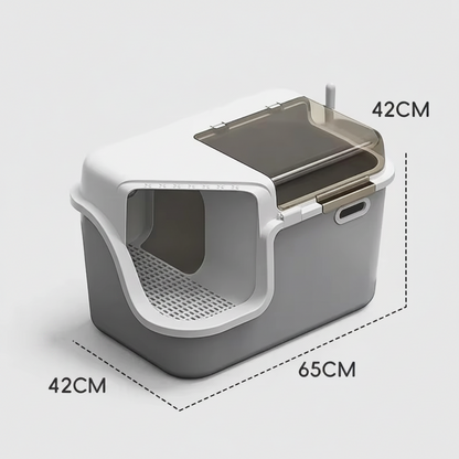 Large Enclosed Cat Litter Box – Corridor-Style Splash-Proof Litter Tray with Lid for Odor Control, Cleaner Floors and Easy Pet Care