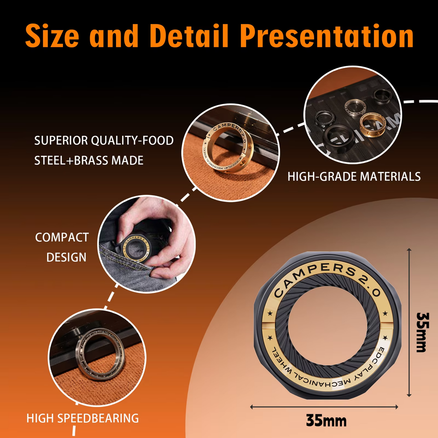 Portable Magnetic Fidget Ring – Spinner Sensory Toy for Stress Relief, Focus, Calming, EDC and Everyday Fingertip Play