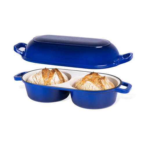 Enameled Cast Iron Bread Oven – 16.5cm Double Round Dutch Oven with Non-Stick Surface for Sourdough, Artisan Loaves and Home Baking