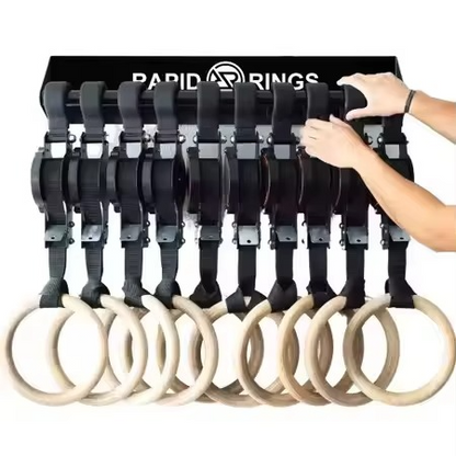 Adjustable Wooden Gymnastics Rings – Birch Wood Fitness Rings with Heavy-Duty Straps for Pull-Ups, Calisthenics, CrossFit and Home Gym Training