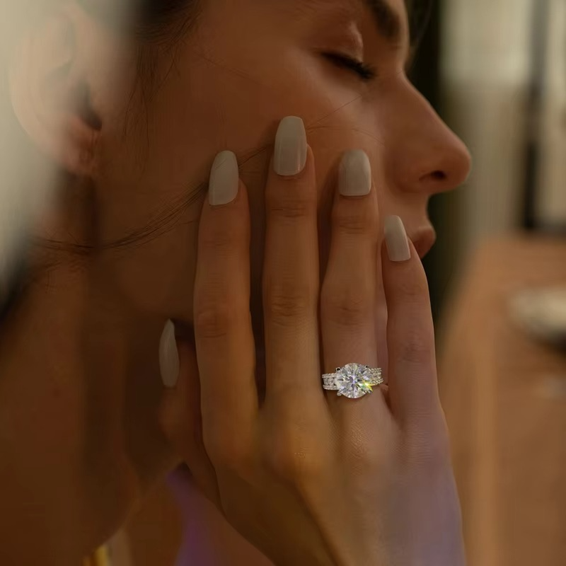 Moissanite Wedding Ring – 8mm D Color VVS Stone with 925 Sterling Silver Band for Engagements, Weddings and Fine Jewelry Gifts