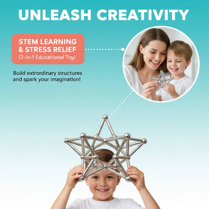 Kids Magnetic Building Stick Set – 36 Rods and 27 Blocks Construction Puzzle Toy for Creative Building, Preschool Learning and STEM Play