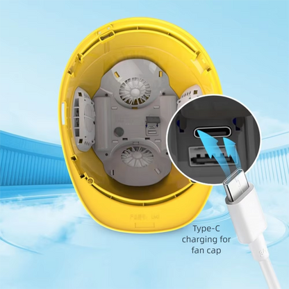 Rechargeable Fan Safety Helmet – Waterproof Construction Hard Hat with 4-Speed Silent Cooling Fans for Outdoor Work and Hot Weather