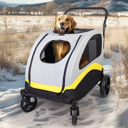 Collapsible Foldable Pet Stroller – 2-in-1 Dog & Cat Pushchair with Convertible Travel Crate and Car Seat for Small Pets