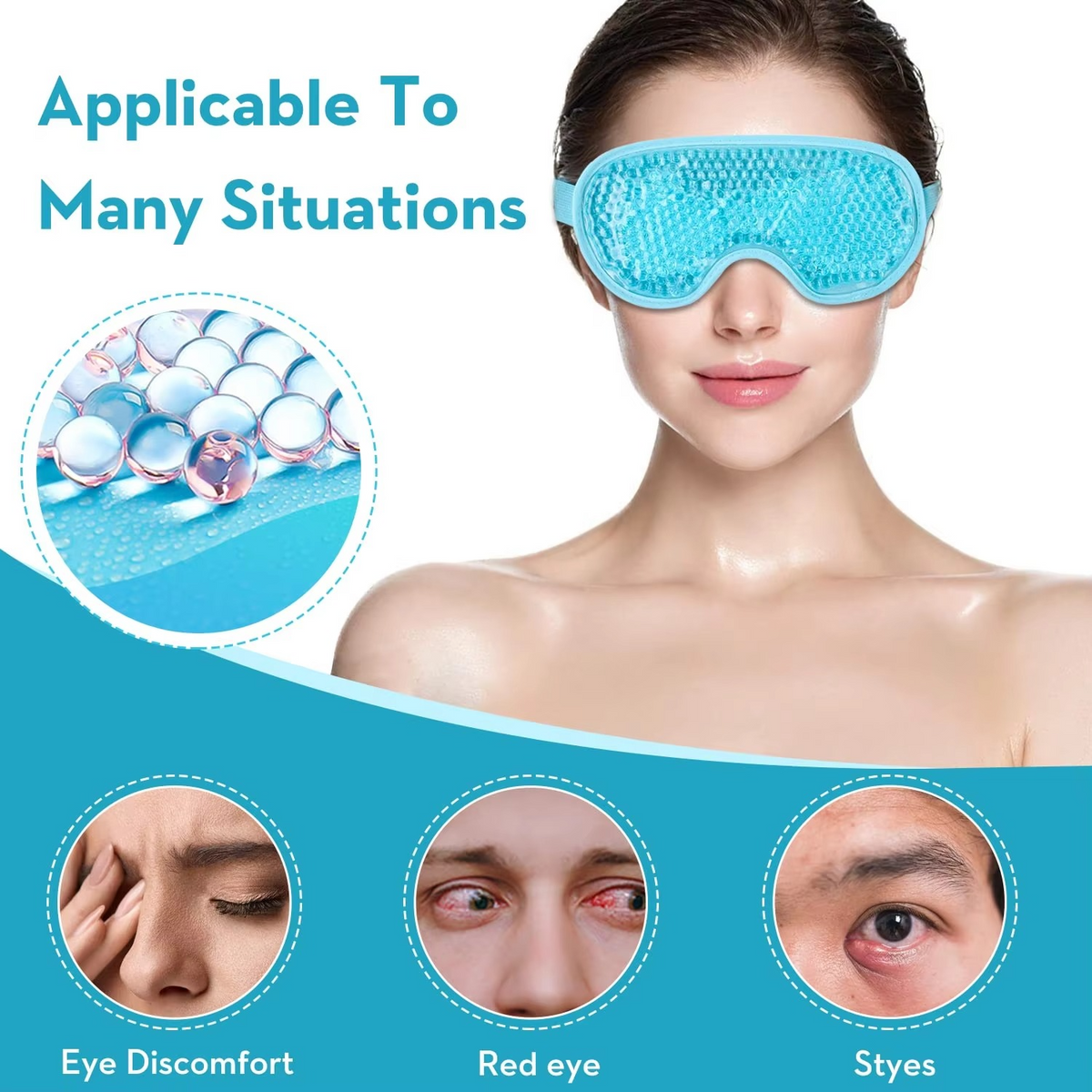 Reusable Cooling Eye Mask – Cold Therapy Gel Eye Pack for Puffy Eyes, Migraine Relief, Eye Fatigue, Relaxation and Soothing Comfort