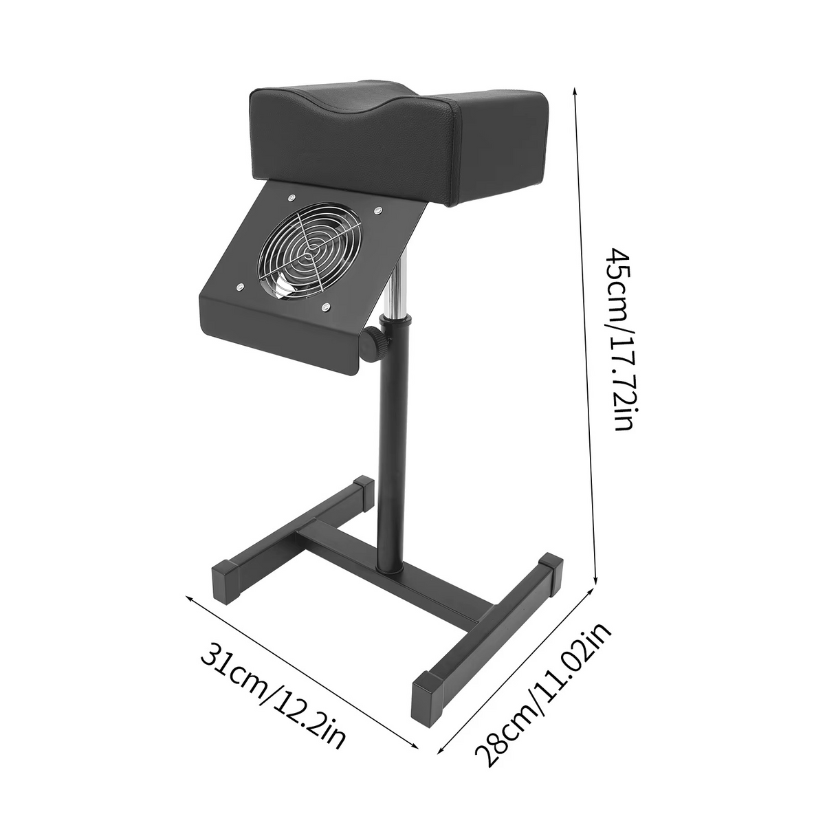 Professional Pedicure Stool – Height Adjustable Manicure Chair with Footrest and Built-In Dust Cleaning Fan for Nail Salon, Spa and Beauty Treatments