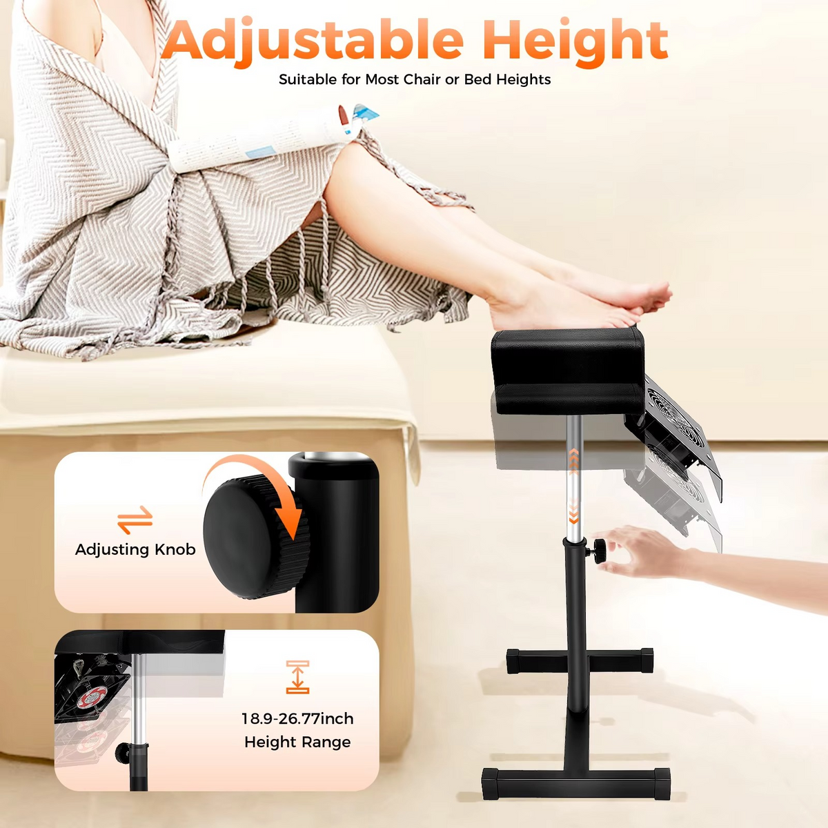 Professional Pedicure Stool – Height Adjustable Manicure Chair with Footrest and Built-In Dust Cleaning Fan for Nail Salon, Spa and Beauty Treatments