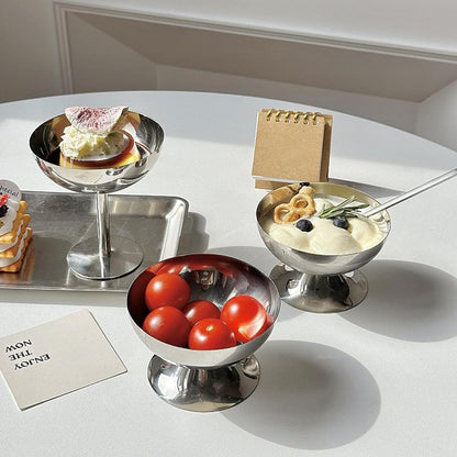 Stainless Steel Goblet Dessert Bowls – Elegant 2026 Ice Cream, Salad, Fruit and Snack Cups for Home Dining, KTV Bars and Parties