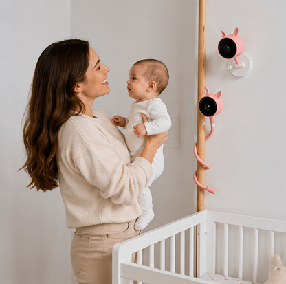 Smart Baby Monitor Camera - 1080P WiFi Remote Viewing Device with Night Vision, Temperature Detection and Two-Way Monitoring