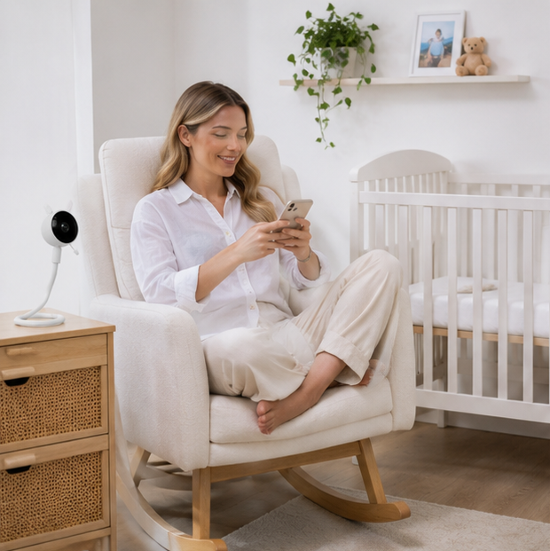 Smart Baby Monitor Camera - 1080P WiFi Remote Viewing Device with Night Vision, Temperature Detection and Two-Way Monitoring