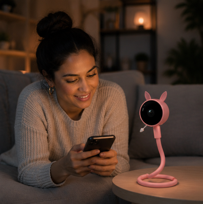 Smart Baby Monitor Camera - 1080P WiFi Remote Viewing Device with Night Vision, Temperature Detection and Two-Way Monitoring