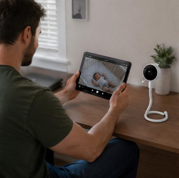 Smart Baby Monitor Camera - 1080P WiFi Remote Viewing Device with Night Vision, Temperature Detection and Two-Way Monitoring