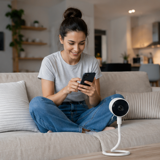 Smart Baby Monitor Camera - 1080P WiFi Remote Viewing Device with Night Vision, Temperature Detection and Two-Way Monitoring
