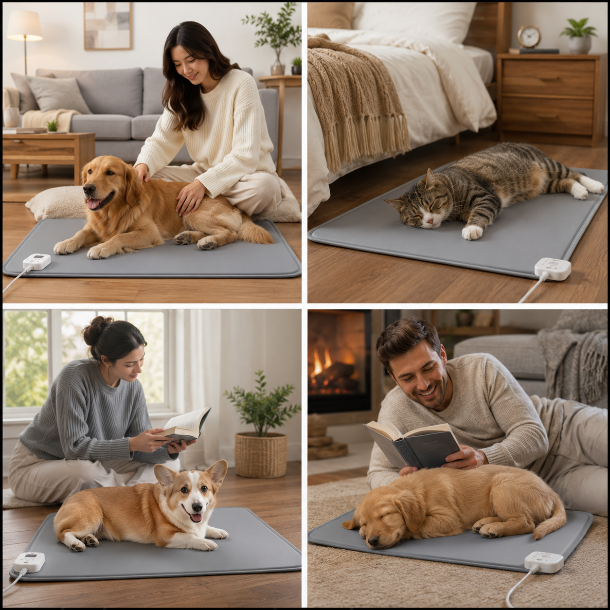 Smart Pet Heating Pad – Electric Heated Dog and Cat Bed Mat with Timer Sensor and Chew Resistant Cord