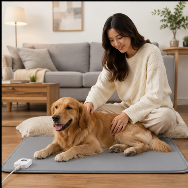 Smart Pet Heating Pad – Electric Heated Dog and Cat Bed Mat with Timer Sensor and Chew Resistant Cord
