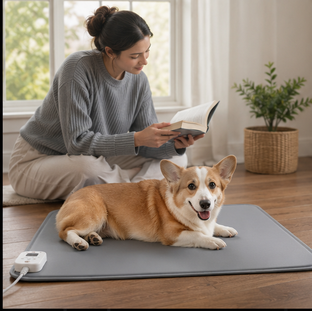 Smart Pet Heating Pad – Electric Heated Dog and Cat Bed Mat with Timer Sensor and Chew Resistant Cord