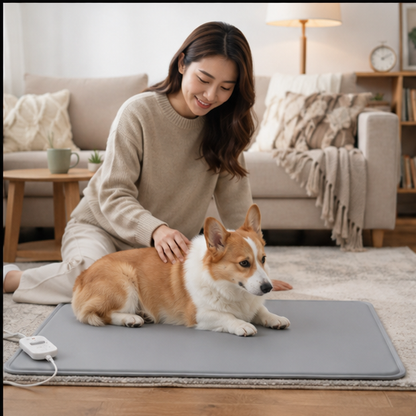 Smart Pet Heating Pad – Electric Heated Dog and Cat Bed Mat with Timer Sensor and Chew Resistant Cord
