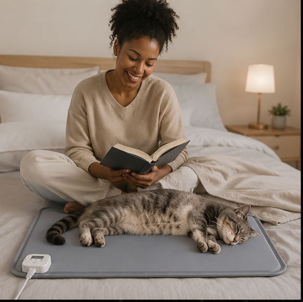 Smart Pet Heating Pad – Electric Heated Dog and Cat Bed Mat with Timer Sensor and Chew Resistant Cord