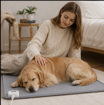 Smart Pet Heating Pad – Electric Heated Dog and Cat Bed Mat with Timer Sensor and Chew Resistant Cord