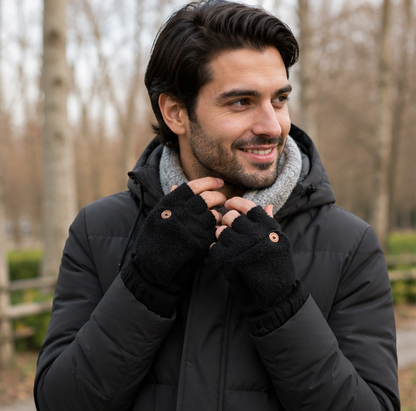Smart Winter Flip Mittens – Knitted Fingerless Convertible Gloves for Men and Women with Warm Thermal Protection