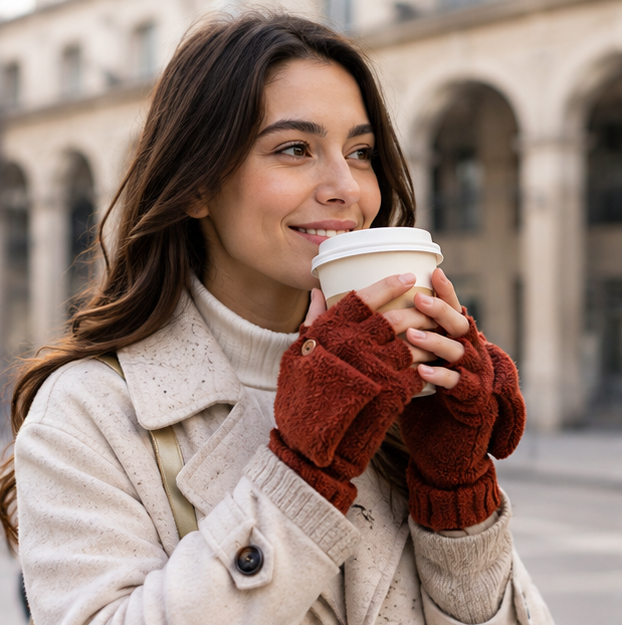 Smart Winter Flip Mittens – Knitted Fingerless Convertible Gloves for Men and Women with Warm Thermal Protection