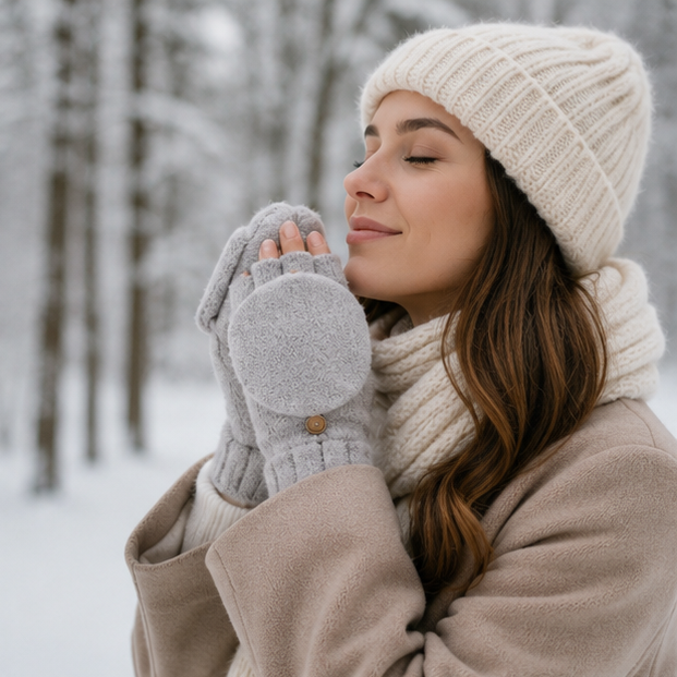 Smart Winter Flip Mittens – Knitted Fingerless Convertible Gloves for Men and Women with Warm Thermal Protection