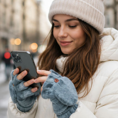 Smart Winter Flip Mittens – Knitted Fingerless Convertible Gloves for Men and Women with Warm Thermal Protection